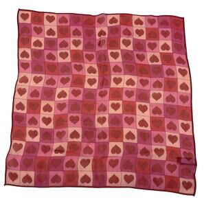 Echo 100% Silk Heart Scarf Red Pink Sheer Lightweight